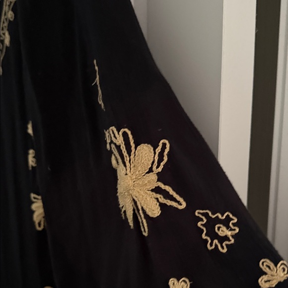 Free People Black Tunic with Gold Floral Embroidery - Picture 6 of 8